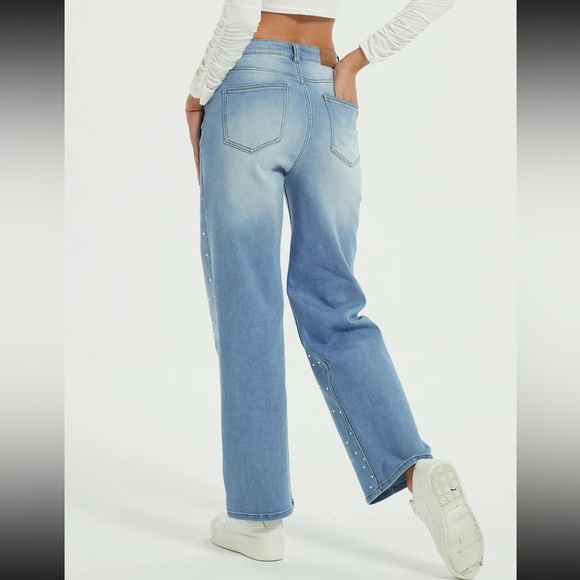 NWT Paola Riboni High Waist Rhinestone Jeans size M - Picture 2 of 13